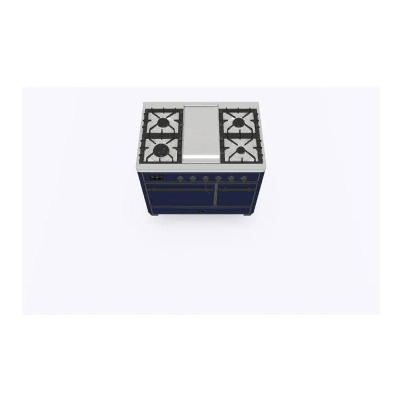 ILVE Majestic II 40" Dual Fuel Freestanding Range in Midnight Blue with Burnished Trim, UMD10FDQNS3MBB