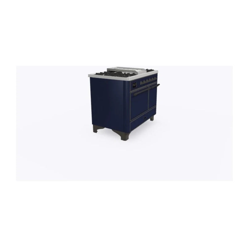 ILVE Majestic II 40" Dual Fuel Freestanding Range in Midnight Blue with Burnished Trim, UMD10FDQNS3MBB