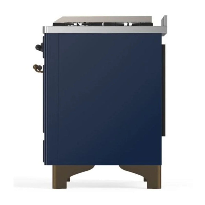 ILVE Majestic II 40" Dual Fuel Freestanding Range in Midnight Blue with Burnished Trim, UMD10FDQNS3MBB