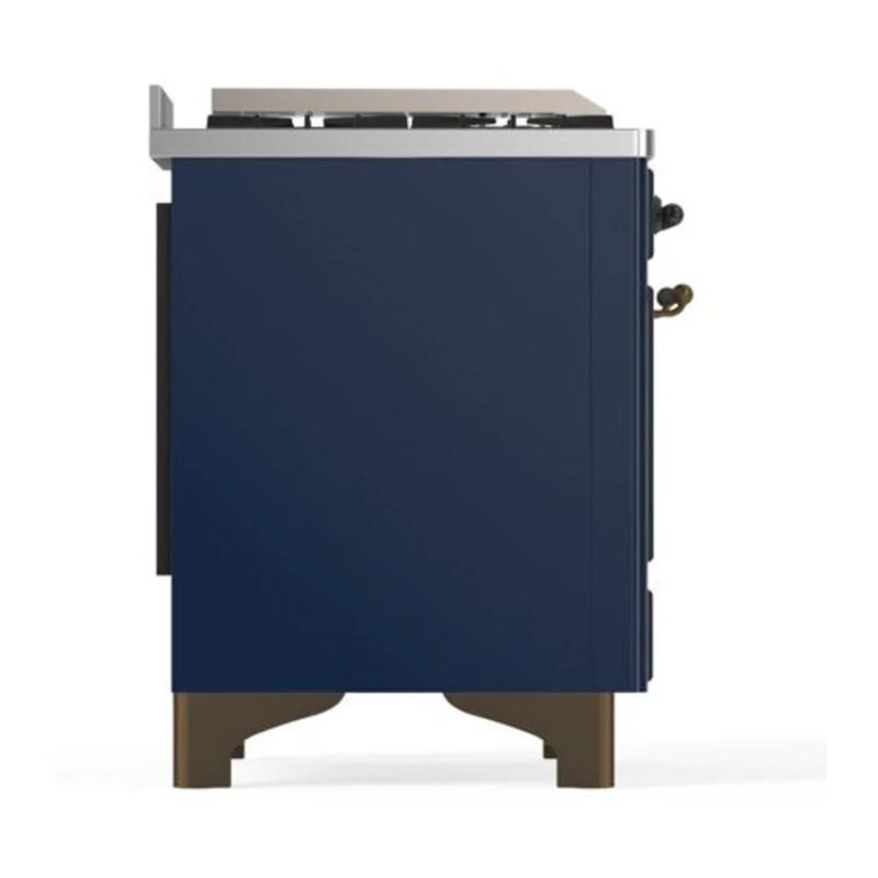 ILVE Majestic II 40" Dual Fuel Freestanding Range in Midnight Blue with Burnished Trim, UMD10FDQNS3MBB