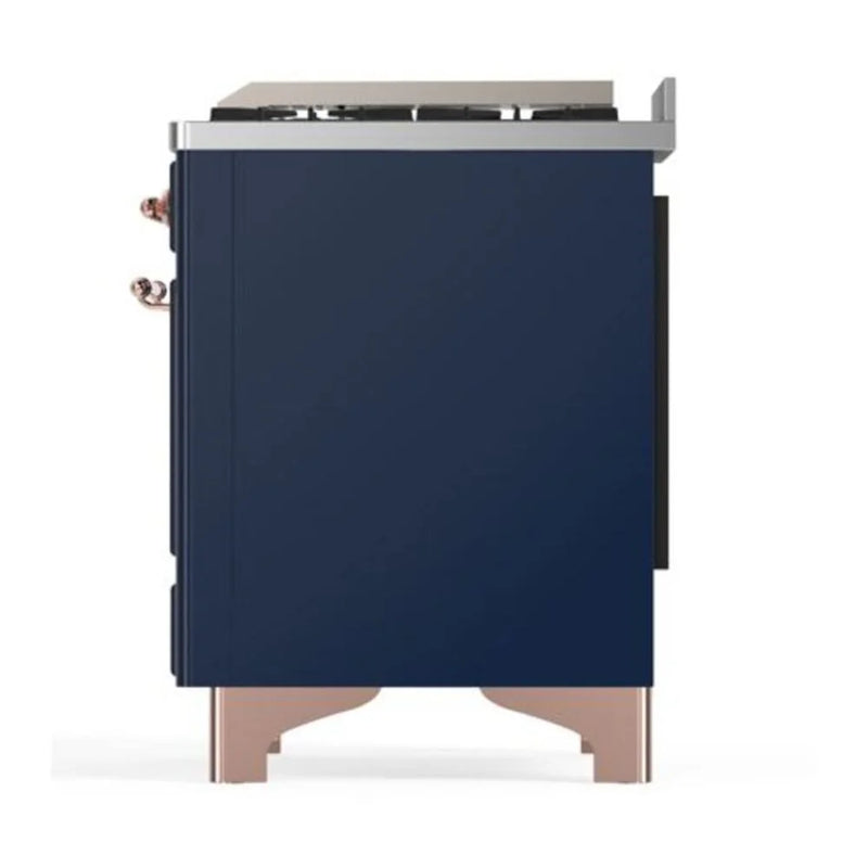 ILVE Majestic II 40" Dual Fuel Freestanding Range in Midnight Blue with Copper Trim, UMD10FDQNS3MBPLP