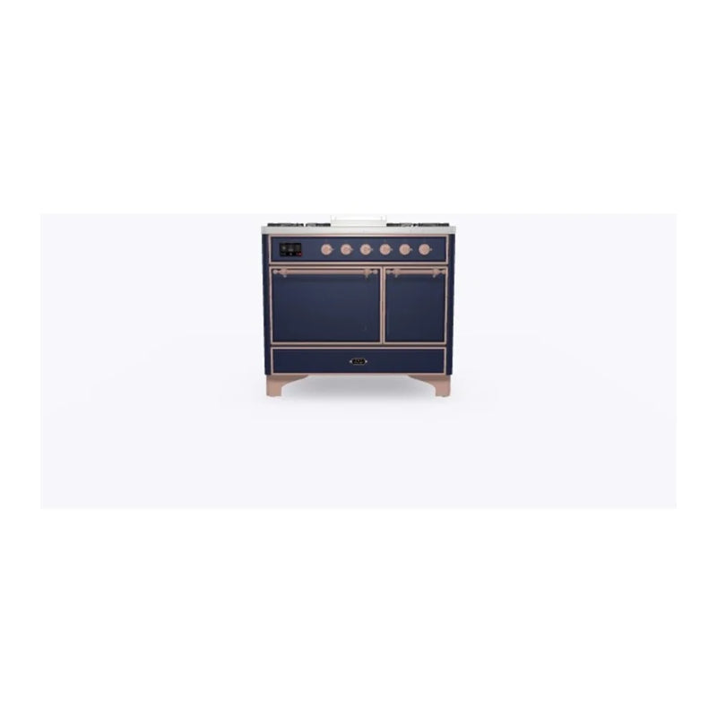 ILVE Majestic II 40" Dual Fuel Freestanding Range in Midnight Blue with Copper Trim, UMD10FDQNS3MBP