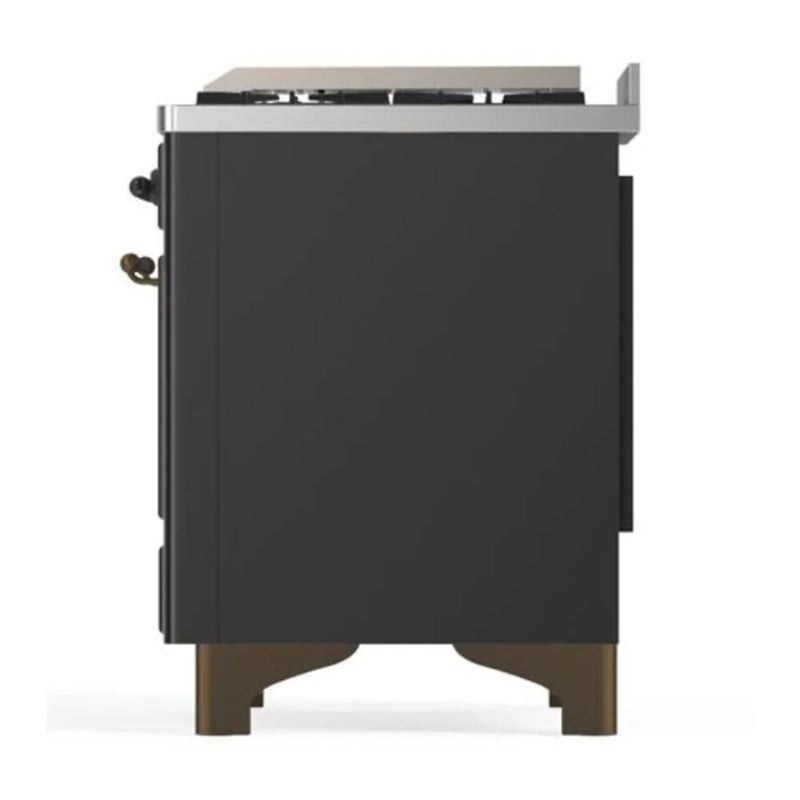 ILVE Majestic II 40" Dual Fuel Freestanding Range in Graphite Matte with Burnished Trim, UMD10FDQNS3MGBLP