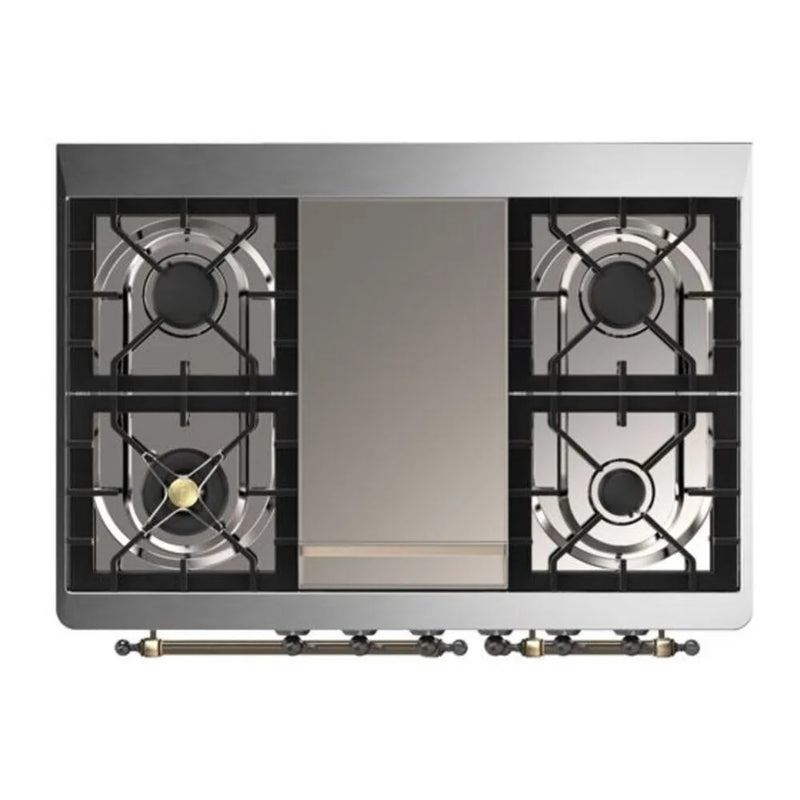 ILVE Majestic II 40" Dual Fuel Freestanding Range in Graphite Matte with Burnished Trim, UMD10FDQNS3MGBLP