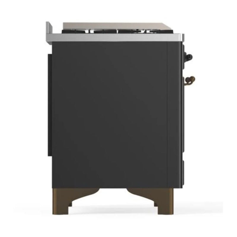 ILVE Majestic II 40" Dual Fuel Freestanding Range in Graphite Matte with Burnished Trim, UMD10FDQNS3MGB