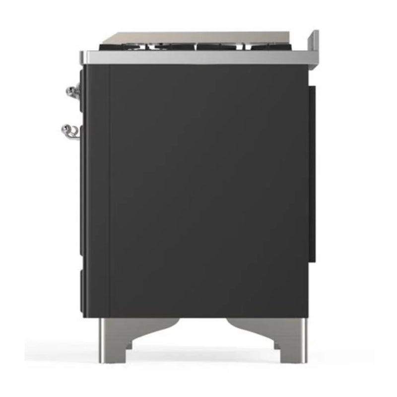 ILVE Majestic II 40" Dual Fuel Freestanding Range in Graphite Matte with Chrome Trim, UMD10FDQNS3MGC