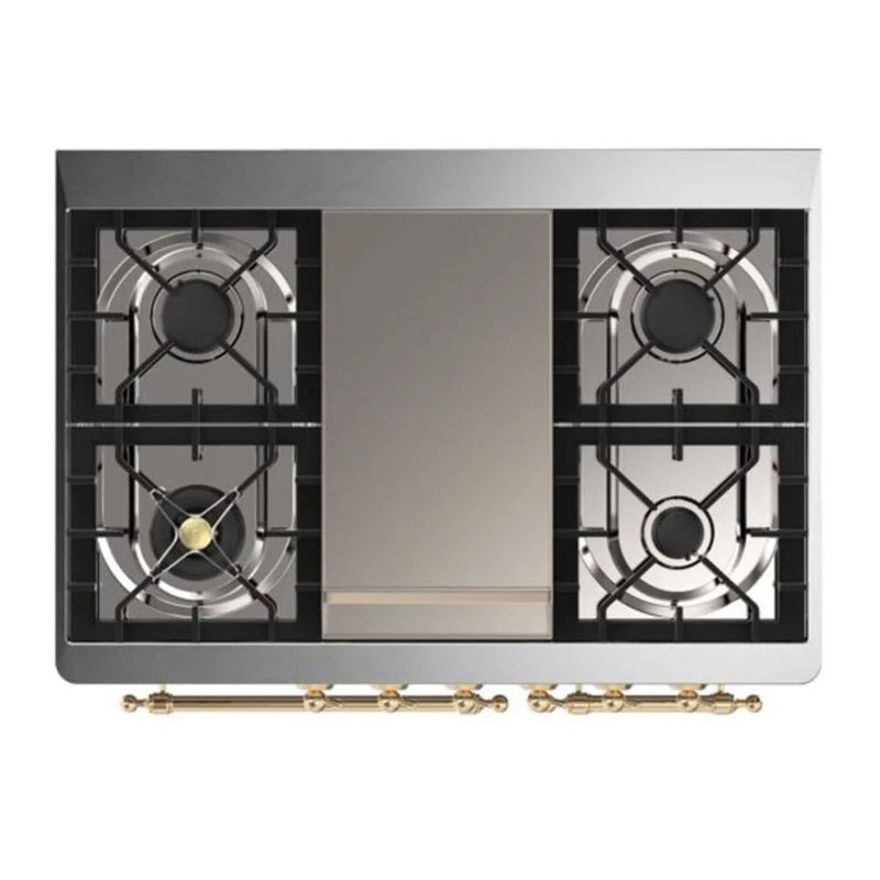 ILVE Majestic II 40" Dual Fuel Freestanding Range in Graphite Matte with Brass Trim, UMD10FDQNS3MGG