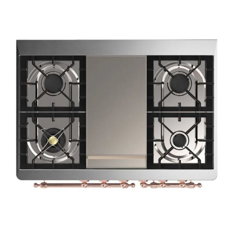 ILVE Majestic II 40" Dual Fuel Freestanding Range in Graphite Matte with Copper Trim, UMD10FDQNS3MGP
