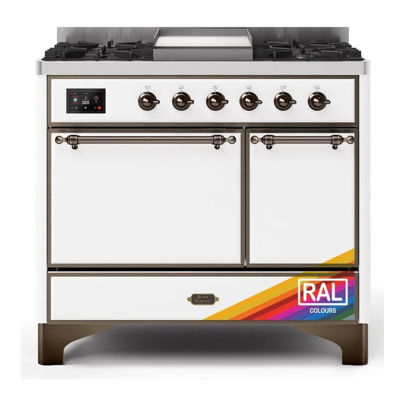 ILVE Majestic II 40" Dual Fuel Freestanding Range in RAL Color with Burnished Trim, UMD10FDQNS3RABLP