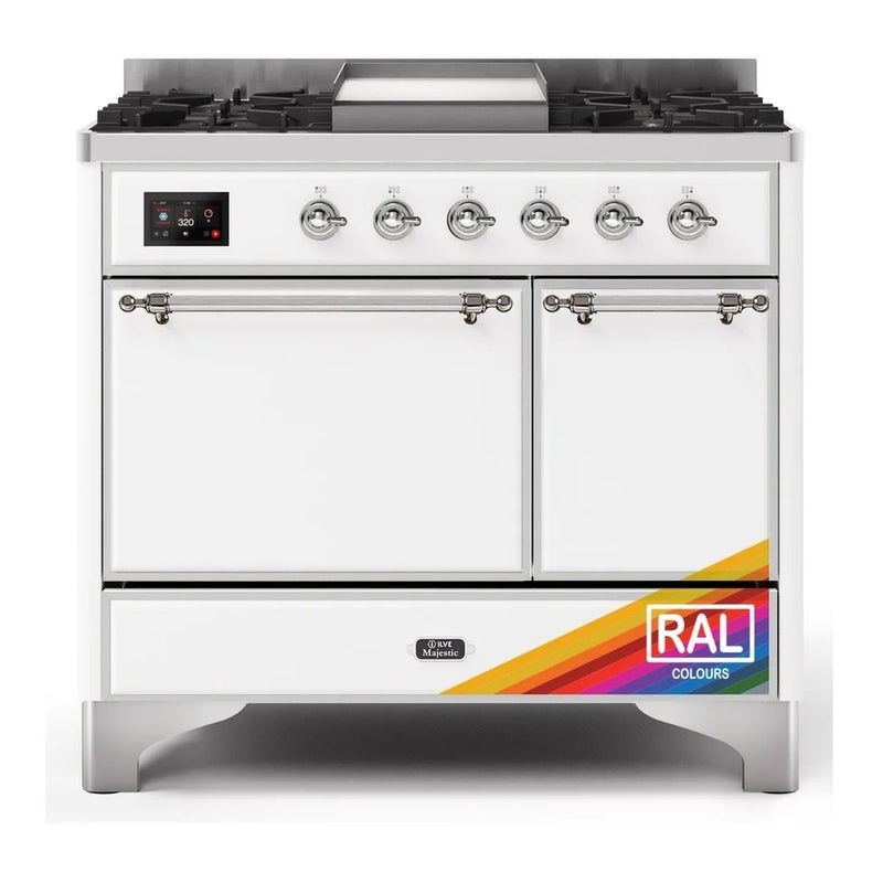 ILVE Majestic II 40" Dual Fuel Freestanding Range in RAL Color with Chrome Trim, UMD10FDQNS3RAC