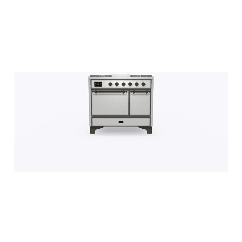 ILVE Majestic II 40" Dual Fuel Freestanding Range in Stainless Steel with Burnished Trim, UMD10FDQNS3SSBLP