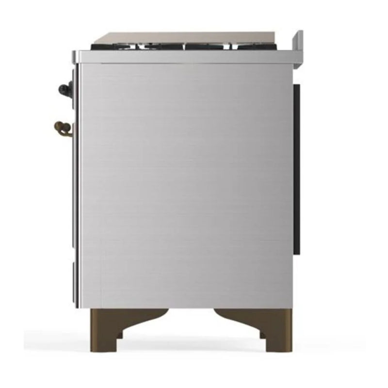 ILVE Majestic II 40" Dual Fuel Freestanding Range in Stainless Steel with Burnished Trim, UMD10FDQNS3SSBLP
