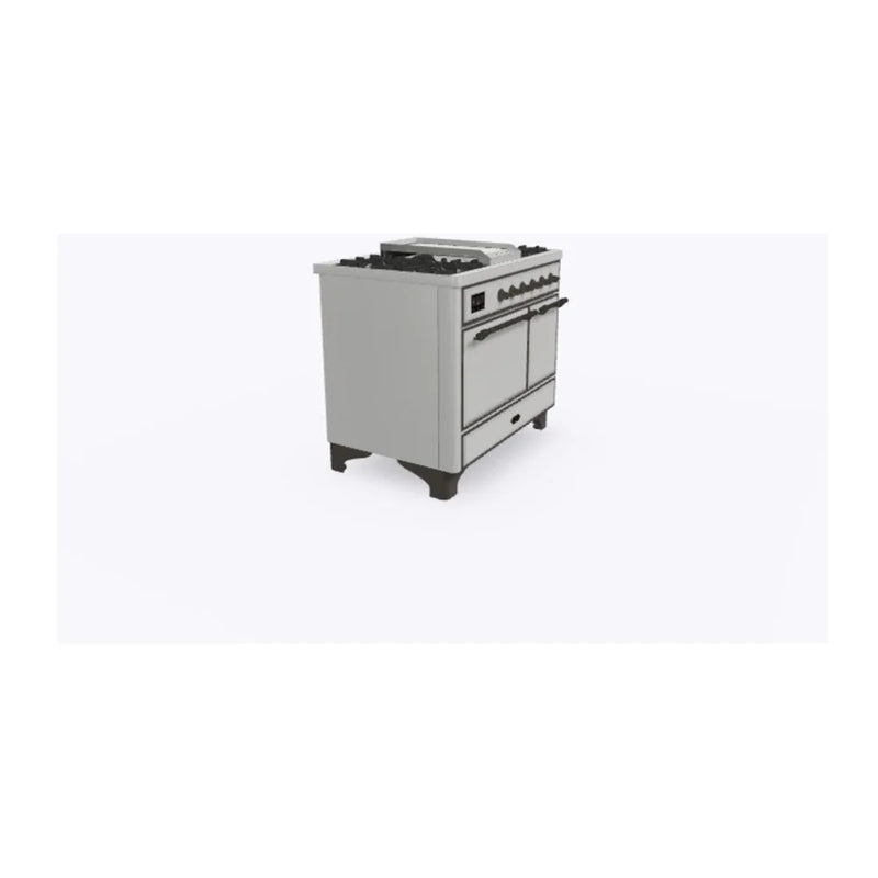 ILVE Majestic II 40" Dual Fuel Freestanding Range in Stainless Steel with Burnished Trim, UMD10FDQNS3SSB