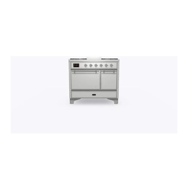 ILVE Majestic II 40" Dual Fuel Freestanding Range in Stainless Steel with Chrome Trim, UMD10FDQNS3SSCLP