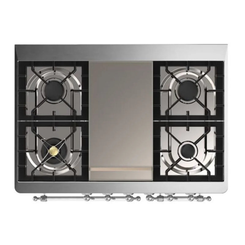 ILVE Majestic II 40" Dual Fuel Freestanding Range in Stainless Steel with Chrome Trim, UMD10FDQNS3SSC