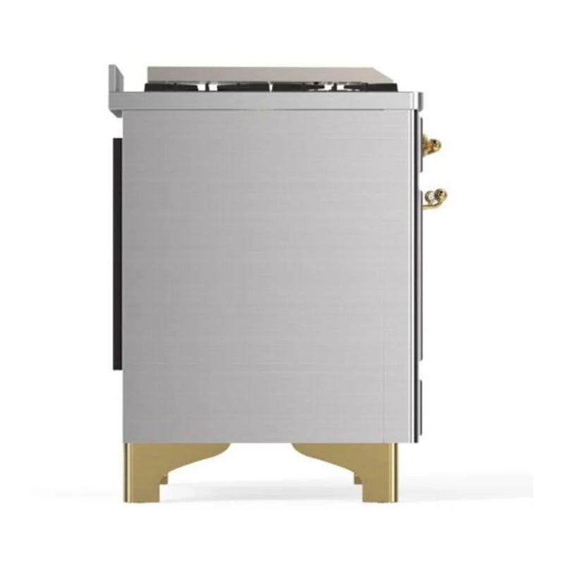 ILVE Majestic II 40" Dual Fuel Freestanding Range in Stainless Steel with Brass Trim, UMD10FDQNS3SSGLP