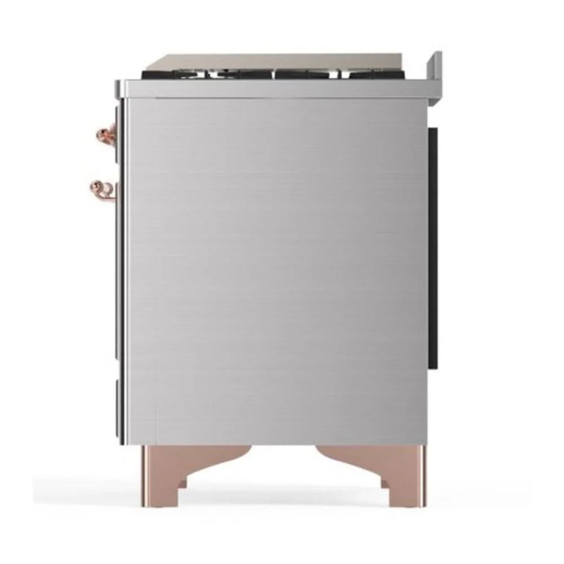 ILVE Majestic II 40" Dual Fuel Freestanding Range in Stainless Steel with Copper Trim, UMD10FDQNS3SSPLP