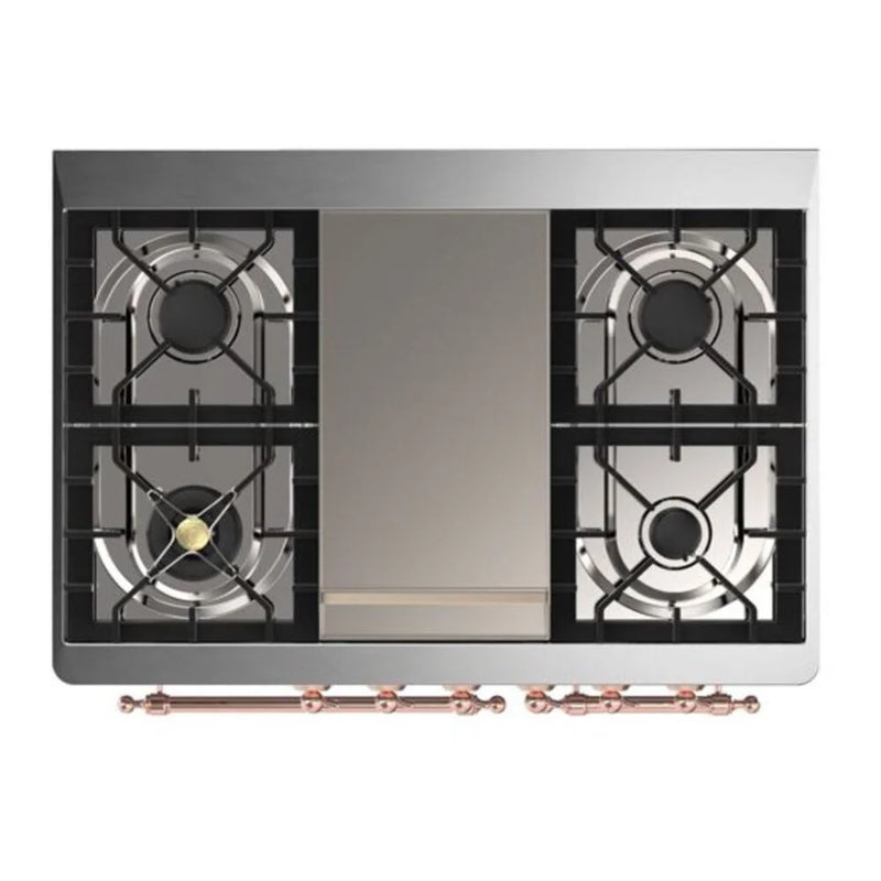 ILVE Majestic II 40" Dual Fuel Freestanding Range in Stainless Steel with Copper Trim, UMD10FDQNS3SSP