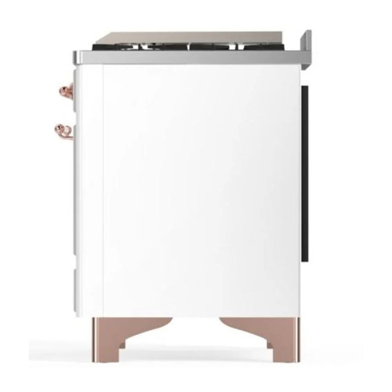 ILVE Majestic II 40" Dual Fuel Freestanding Range in White with Copper Trim, UMD10FDQNS3WHPLP