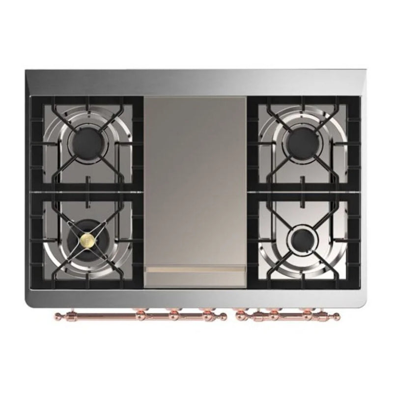 ILVE Majestic II 40" Dual Fuel Freestanding Range in White with Copper Trim, UMD10FDQNS3WHP