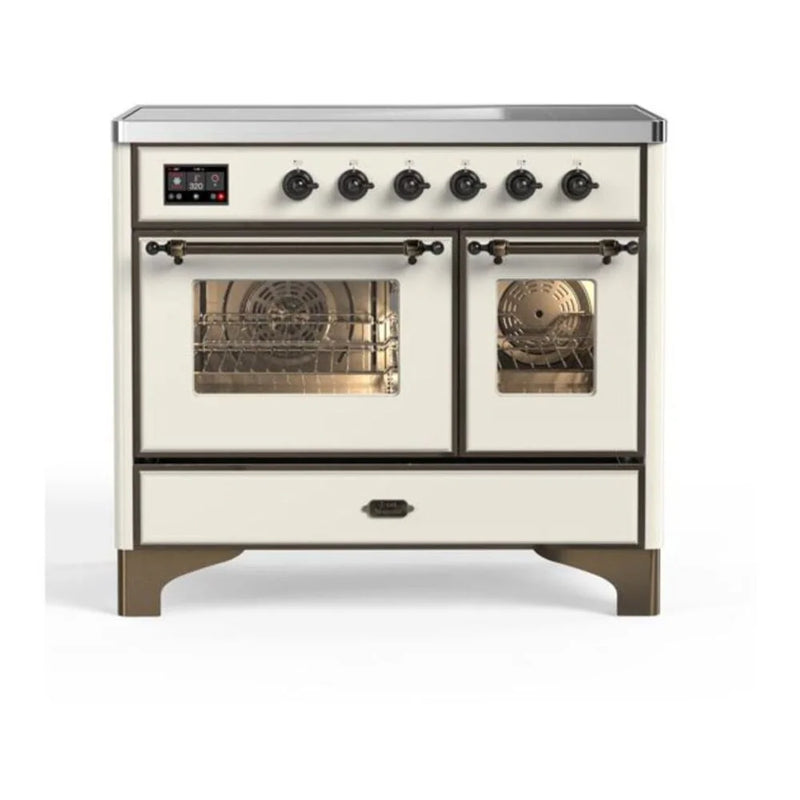 ILVE Majestic II 40" Induction Freestanding Range in Antique White with Burnished Trim, UMDI10NS3AWB