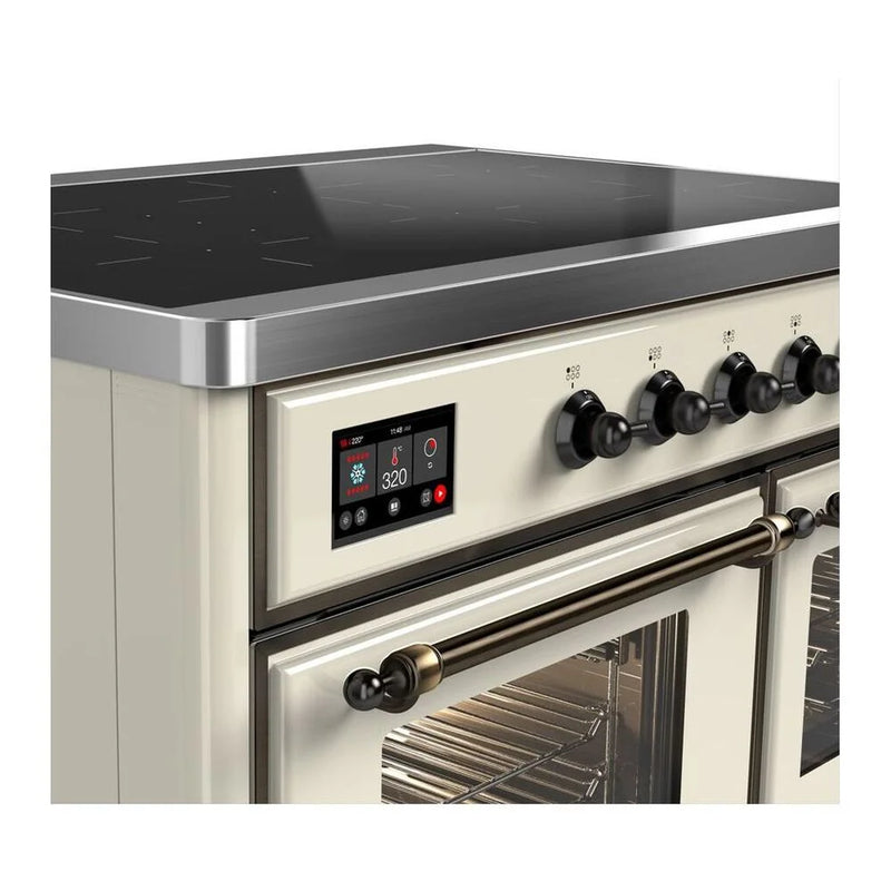 ILVE Majestic II 40" Induction Freestanding Range in Antique White with Burnished Trim, UMDI10NS3AWB