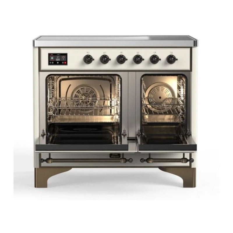 ILVE Majestic II 40" Induction Freestanding Range in Antique White with Burnished Trim, UMDI10NS3AWB