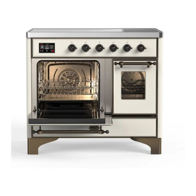 ILVE Majestic II 40" Induction Freestanding Range in Antique White with Burnished Trim, UMDI10NS3AWB