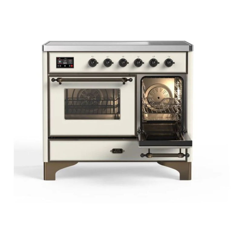 ILVE Majestic II 40" Induction Freestanding Range in Antique White with Burnished Trim, UMDI10NS3AWB