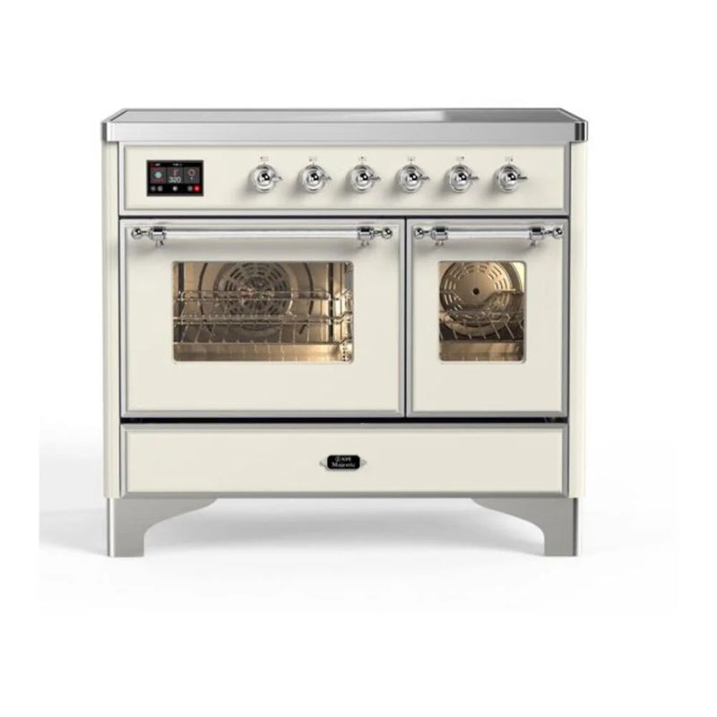 ILVE Majestic II 40" Induction Freestanding Range in Antique White with Chrome Trim, UMDI10NS3AWC