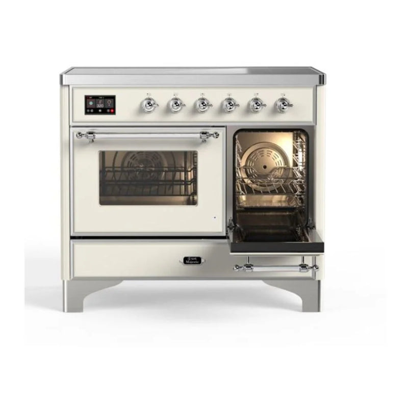 ILVE Majestic II 40" Induction Freestanding Range in Antique White with Chrome Trim, UMDI10NS3AWC