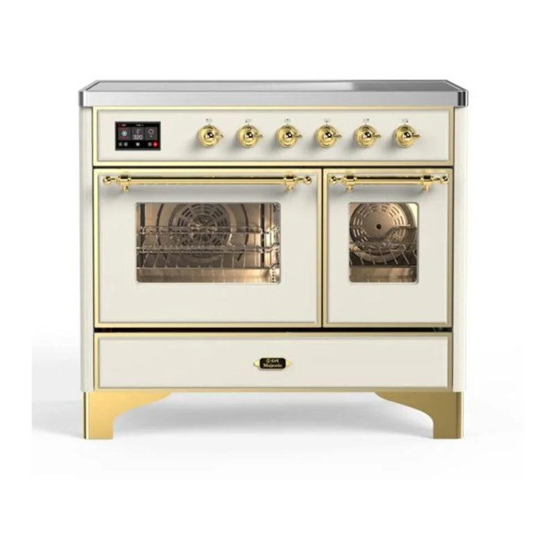 ILVE Majestic II 40" Induction Freestanding Range in Antique White with Brass Trim, UMDI10NS3AWG