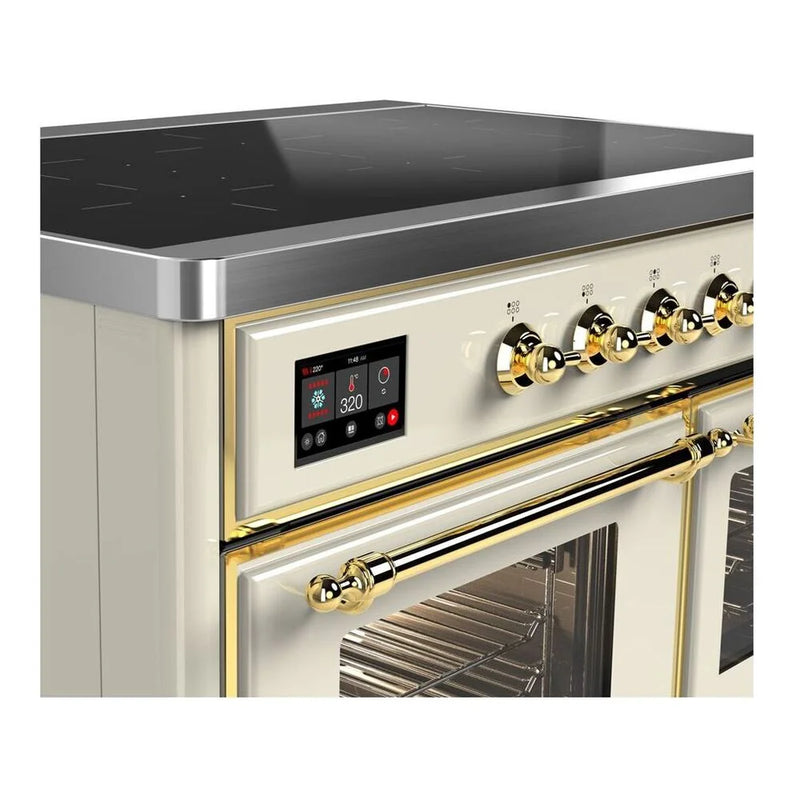 ILVE Majestic II 40" Induction Freestanding Range in Antique White with Brass Trim, UMDI10NS3AWG