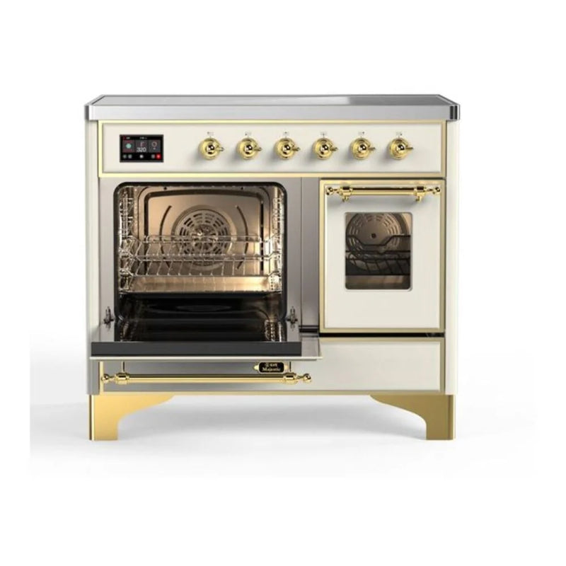 ILVE Majestic II 40" Induction Freestanding Range in Antique White with Brass Trim, UMDI10NS3AWG