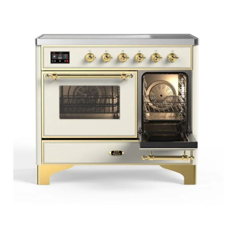 ILVE Majestic II 40" Induction Freestanding Range in Antique White with Brass Trim, UMDI10NS3AWG