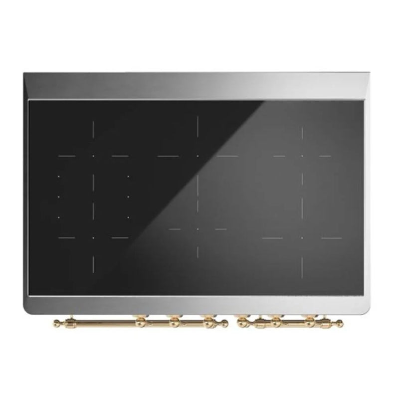 ILVE Majestic II 40" Induction Freestanding Range in Antique White with Brass Trim, UMDI10NS3AWG