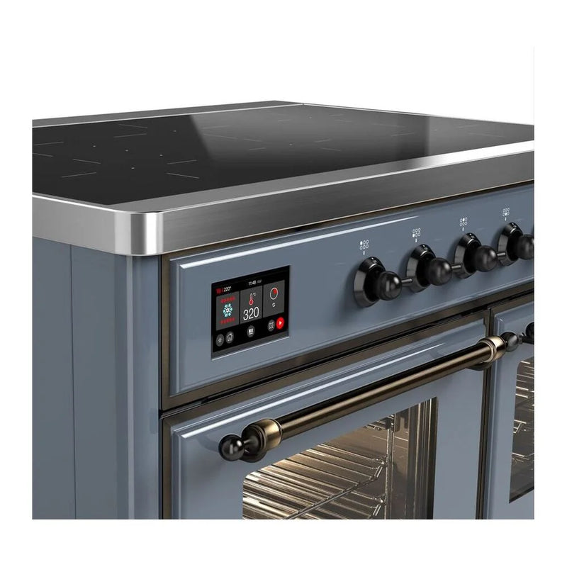 ILVE Majestic II 40" Induction Freestanding Range in Blue Grey with Burnished Trim, UMDI10NS3BGB