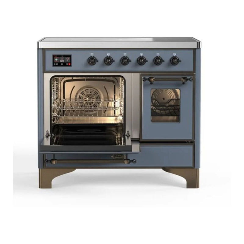 ILVE Majestic II 40" Induction Freestanding Range in Blue Grey with Burnished Trim, UMDI10NS3BGB