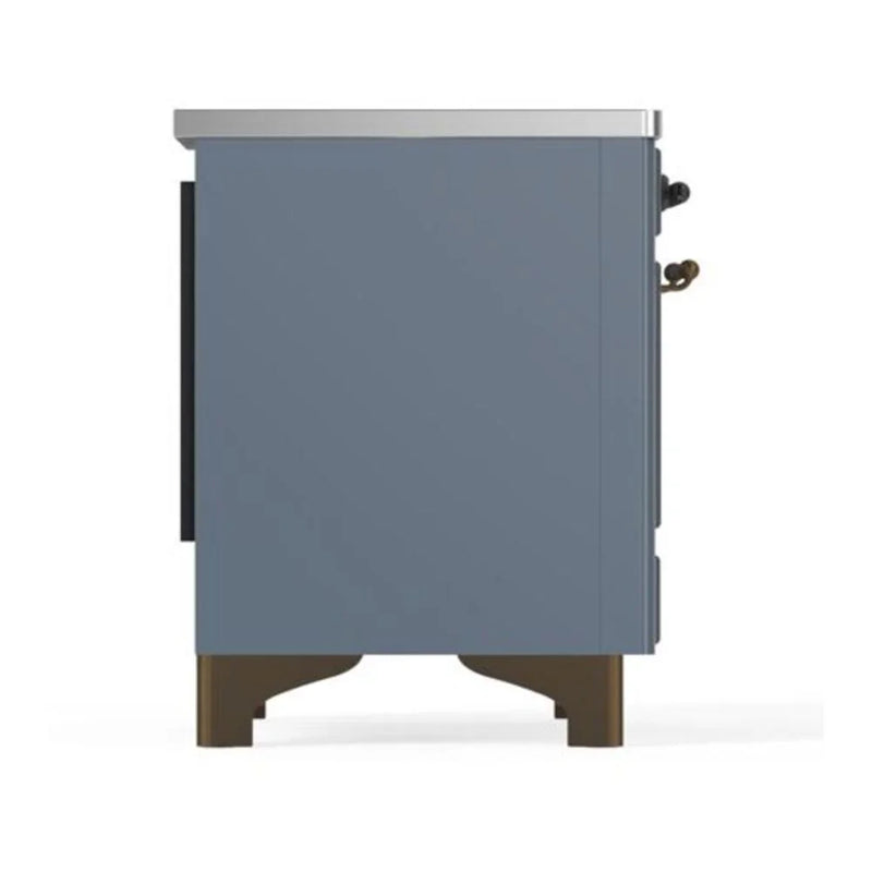 ILVE Majestic II 40" Induction Freestanding Range in Blue Grey with Burnished Trim, UMDI10NS3BGB