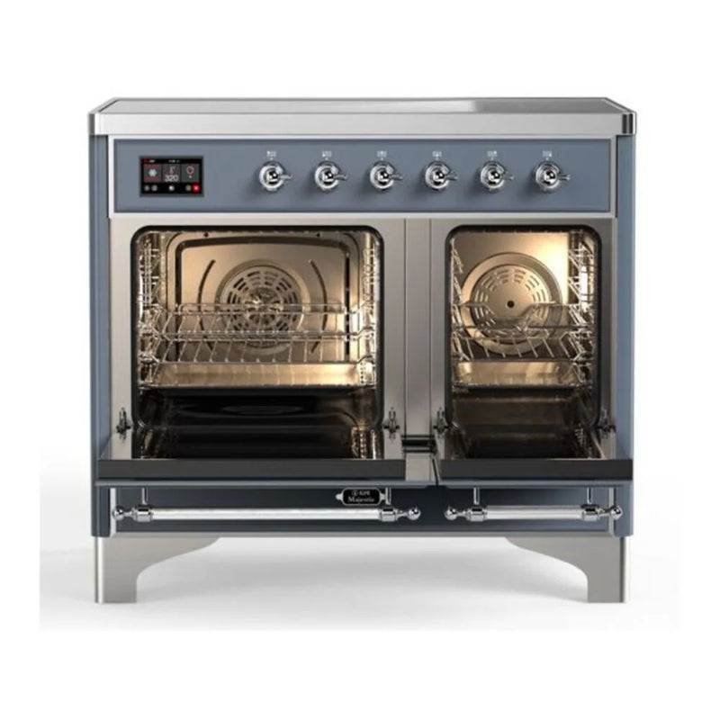 ILVE Majestic II 40" Induction Freestanding Range in Blue Grey with Chrome Trim, UMDI10NS3BGC