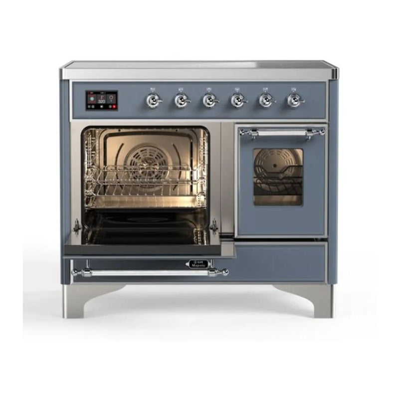 ILVE Majestic II 40" Induction Freestanding Range in Blue Grey with Chrome Trim, UMDI10NS3BGC