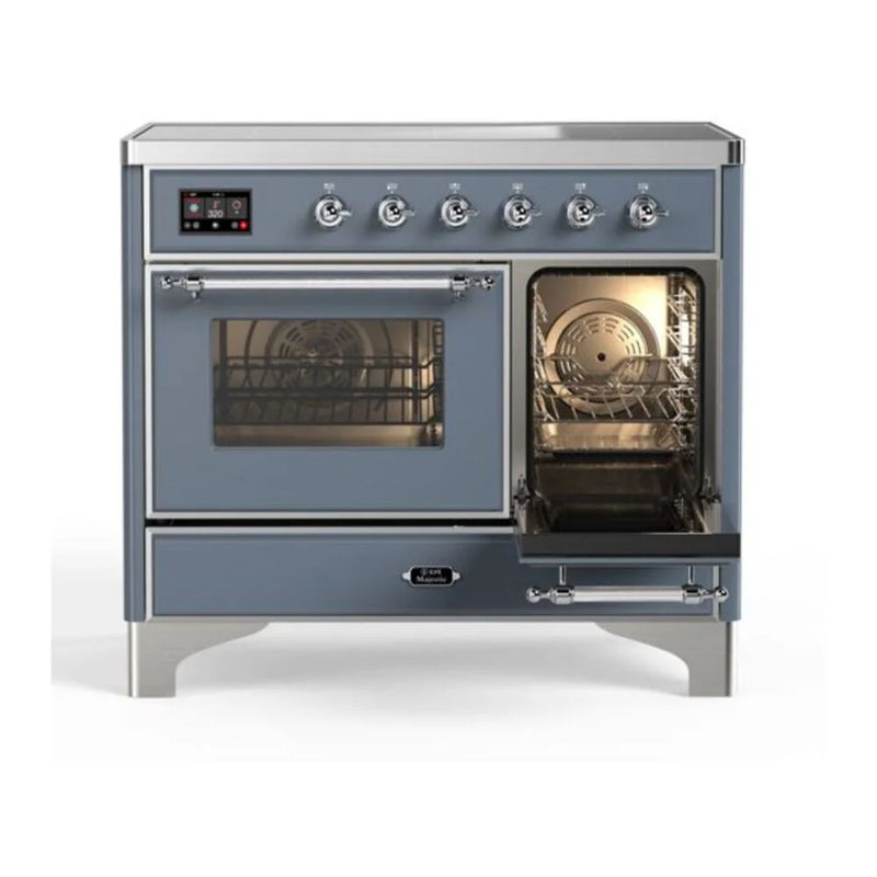 ILVE Majestic II 40" Induction Freestanding Range in Blue Grey with Chrome Trim, UMDI10NS3BGC