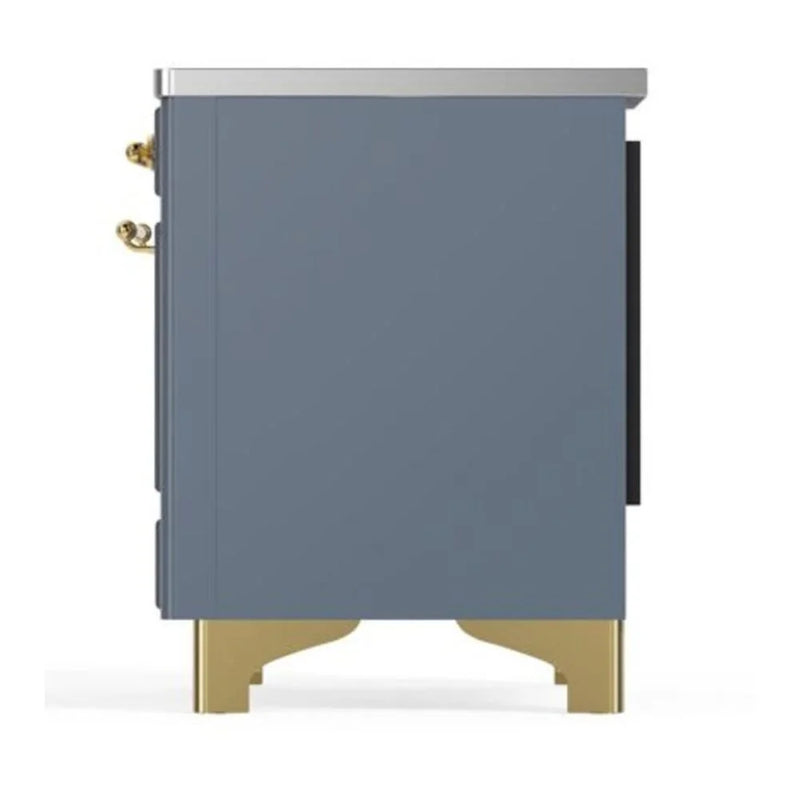 ILVE Majestic II 40" Induction Freestanding Range in Blue Grey with Brass Trim, UMDI10NS3BGG