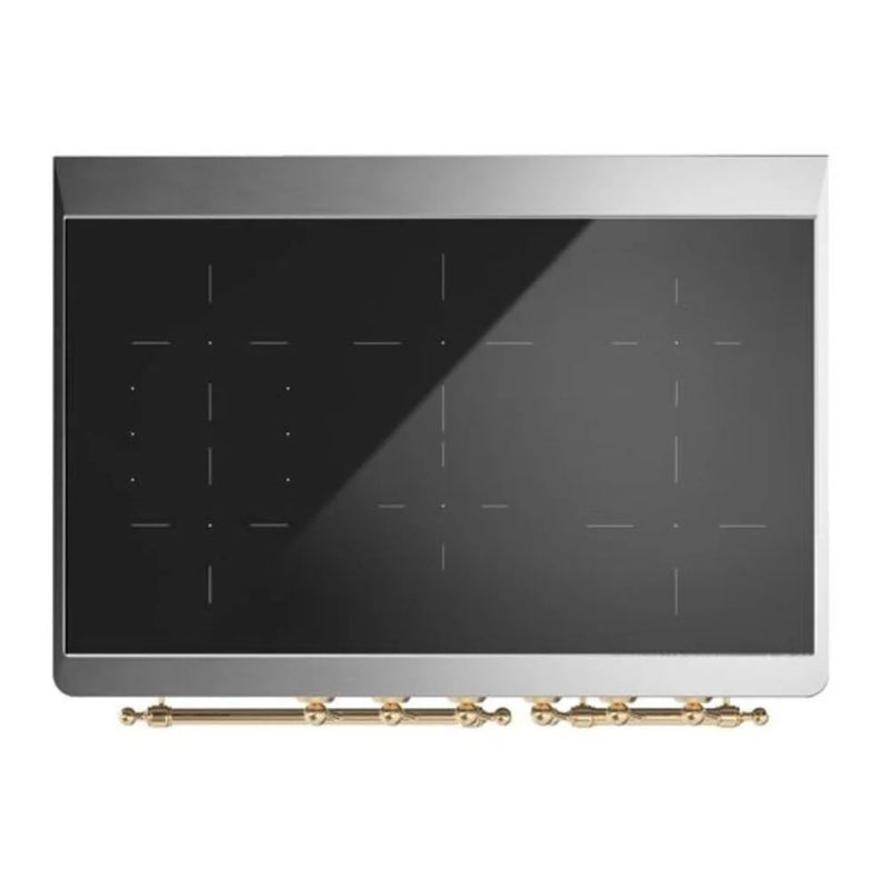 ILVE Majestic II 40" Induction Freestanding Range in Blue Grey with Brass Trim, UMDI10NS3BGG
