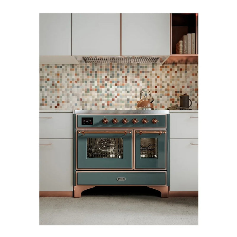 ILVE Majestic II 40" Induction Freestanding Range in Blue Grey with Copper Trim, UMDI10NS3BGP
