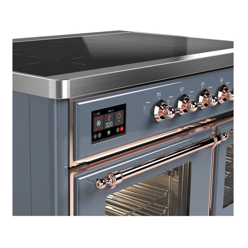 ILVE Majestic II 40" Induction Freestanding Range in Blue Grey with Copper Trim, UMDI10NS3BGP