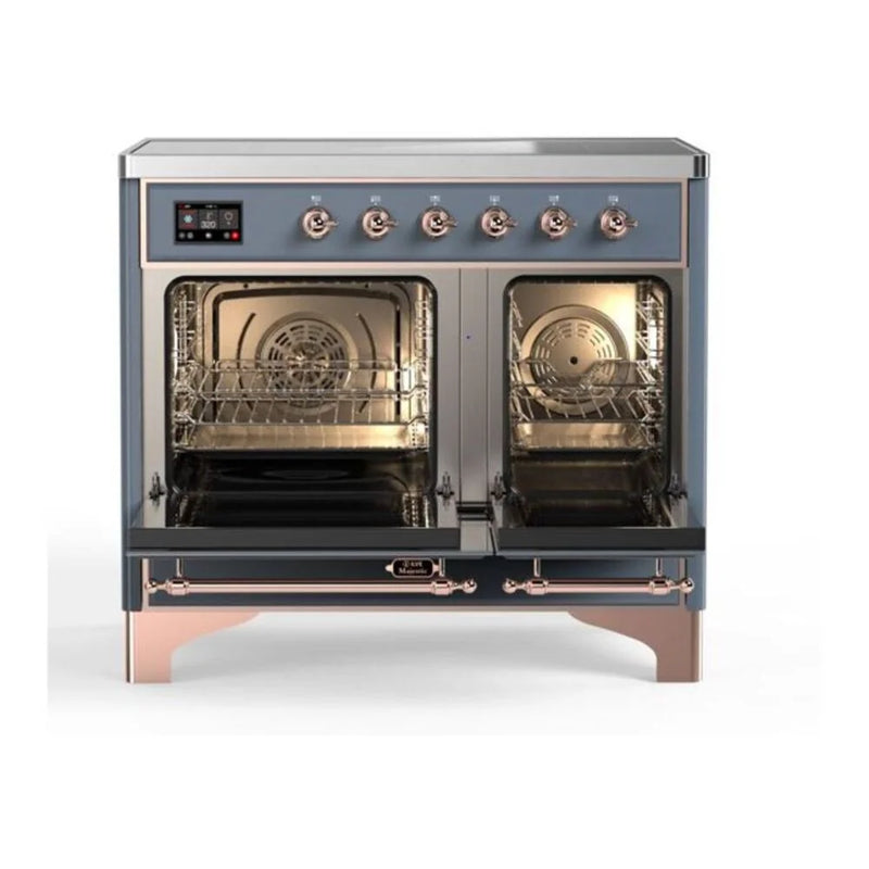 ILVE Majestic II 40" Induction Freestanding Range in Blue Grey with Copper Trim, UMDI10NS3BGP