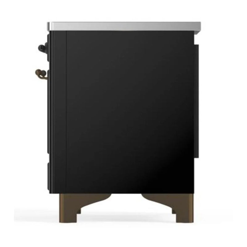 ILVE Majestic II 40" Induction Freestanding Range in Glossy Black with Burnished Trim, UMDI10NS3BKB