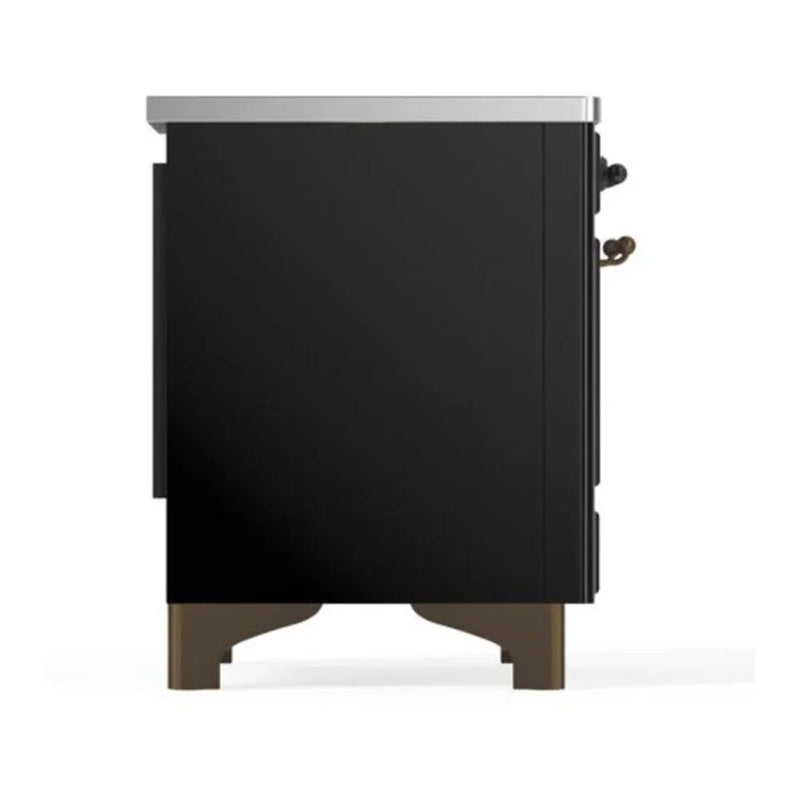 ILVE Majestic II 40" Induction Freestanding Range in Glossy Black with Burnished Trim, UMDI10NS3BKB