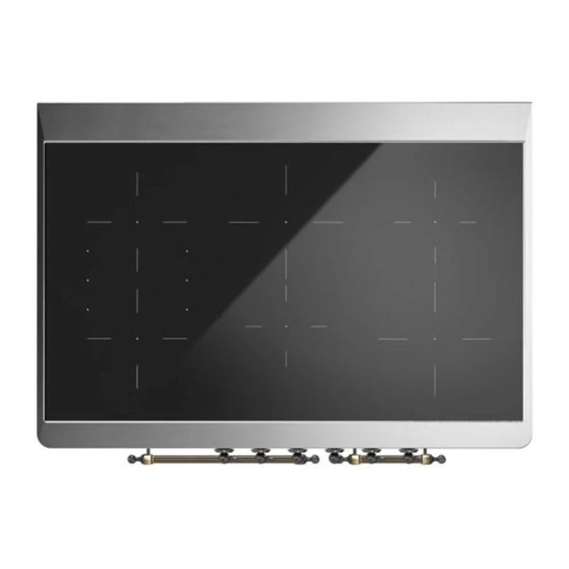 ILVE Majestic II 40" Induction Freestanding Range in Glossy Black with Burnished Trim, UMDI10NS3BKB